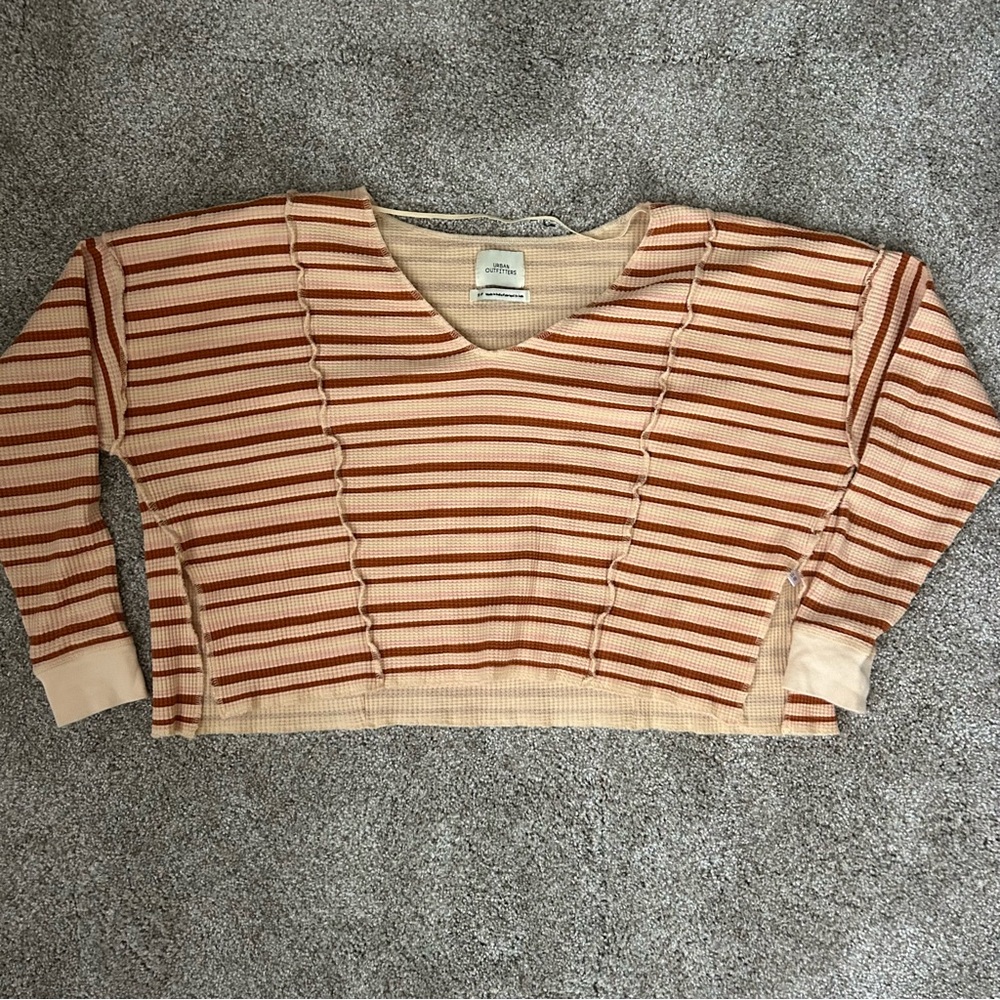 Striped V-Neck Boxy Cropped Women's Top s